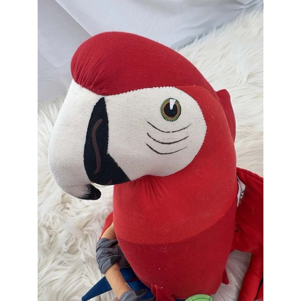 Vtg Handmade PARROT Plush Multicolor Fabric Garden‎ Decor Large Colombia 29